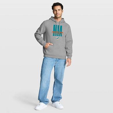 Men's Fanatics Heather Gray Miami Dolphins Right Tackle Legacy Pullover Hoodie