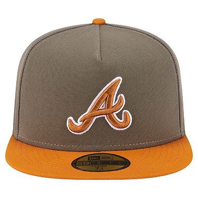Men's New Era Olive/Orange Atlanta Braves Two-Tone Color Pack A-Frame 59FIFTY Fitted Hat