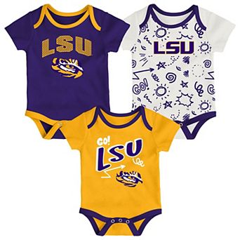 Newborn & Infant Outerstuff LSU Tigers Three-Pack All Day Play Bodysuit Set