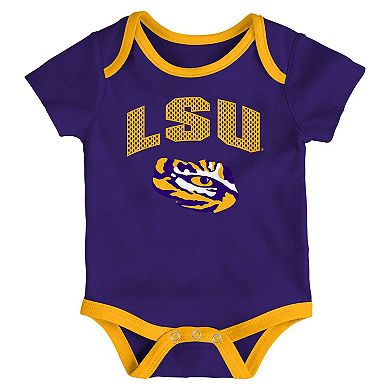 Newborn & Infant Outerstuff LSU Tigers Three-Pack All Day Play Bodysuit Set