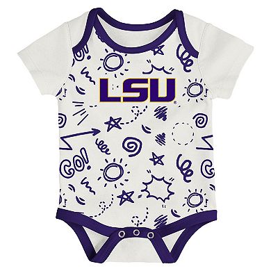 Newborn & Infant Outerstuff LSU Tigers Three-Pack All Day Play Bodysuit Set