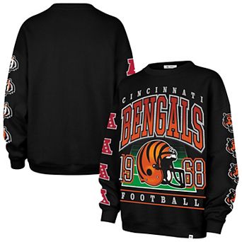 Women's '47 Black Cincinnati Bengals Go Big Oversized Pullover Sweatshirt