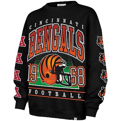Women's '47 Black Cincinnati Bengals Go Big Oversized Pullover Sweatshirt