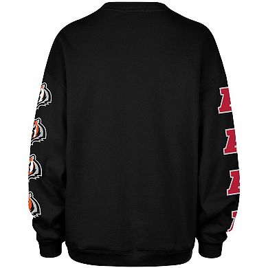 Women's '47 Black Cincinnati Bengals Go Big Oversized Pullover Sweatshirt