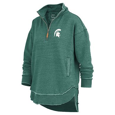 Women's Pressbox Green Michigan State Spartans Northfork Sojourn Poncho Quarter-Zip Sweatshirt