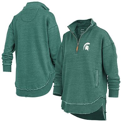 Women's Pressbox Green Michigan State Spartans Northfork Sojourn Poncho Quarter-Zip Sweatshirt
