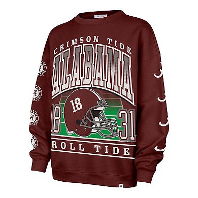 Women's '47 Crimson Alabama Crimson Tide Go Big Oversized Pullover Sweatshirt