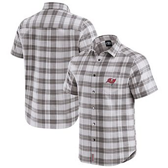 Men's Darius Rucker Collection by Fanatics Gray Tampa Bay Buccaneers Team Plaid Short Sleeve Full-Snap Shirt