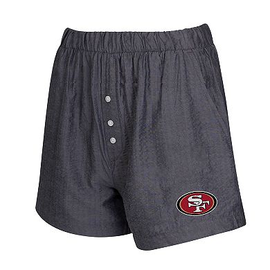 Women's Concepts Sport Black San Francisco 49ers Two-Pack Stripes and Solids Boxer Shorts Set