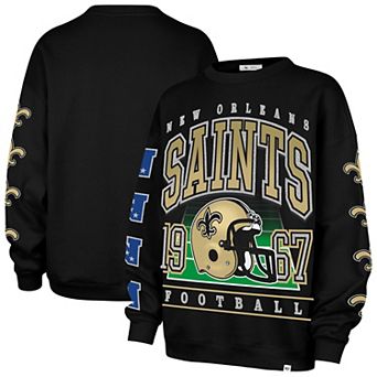 Women's '47 Black New Orleans Saints Go Big Oversized Pullover Sweatshirt