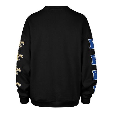Women's '47 Black New Orleans Saints Go Big Oversized Pullover Sweatshirt