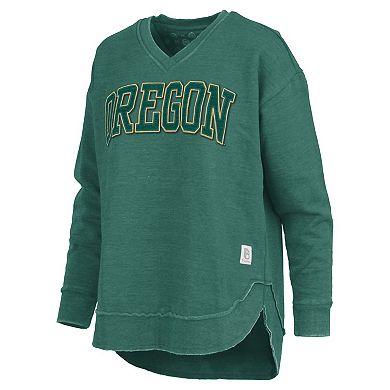 Women's Pressbox Green Oregon Ducks Westin Poncho V-Neck Pullover Sweatshirt