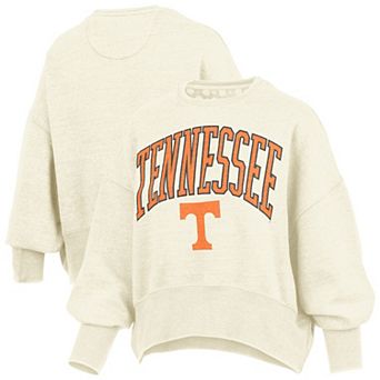 Women's Pressbox Natural Tennessee Volunteers Oversized Waist-Length Crewneck Sweatshirt