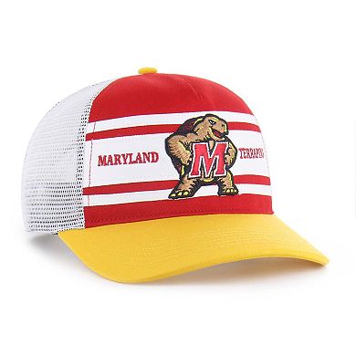 Youth '47 Red/Gold Maryland Terrapins Super Stripe Hitch Adjustable Trucker Hat