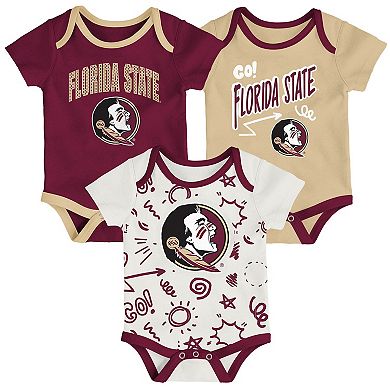 Newborn & Infant Outerstuff Florida State Seminoles Three-Pack All Day Play Bodysuit Set