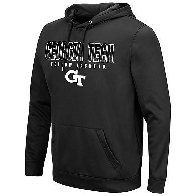 Men's Colosseum Black Georgia Tech Yellow Jackets Blackout 3.0 Pullover Hoodie