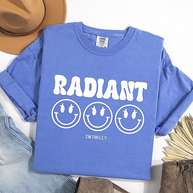 S.W.Smiley Radiant Groovy Outline - Women's Garment Dyed Graphic T-Shirt