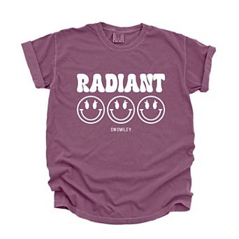 S.W.Smiley Radiant Groovy Outline - Women's Garment Dyed Graphic T-Shirt