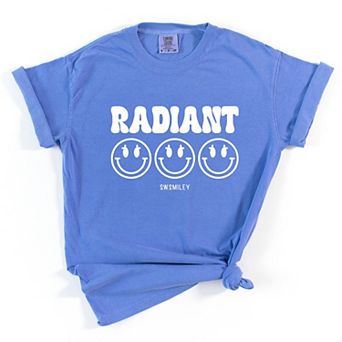 S.W.Smiley Radiant Groovy Outline - Women's Garment Dyed Graphic T-Shirt