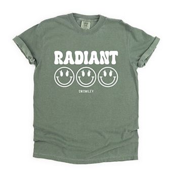 S.W.Smiley Radiant Groovy Outline - Women's Garment Dyed Graphic T-Shirt