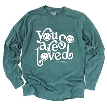 S.W.Smiley You Are So Loved - Women's Garment Dyed Long Sleeve Graphic T-Shirt