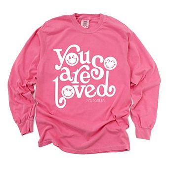S.W.Smiley You Are So Loved - Women's Garment Dyed Long Sleeve Graphic T-Shirt