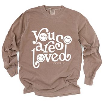 S.W.Smiley You Are So Loved - Women's Garment Dyed Long Sleeve Graphic T-Shirt