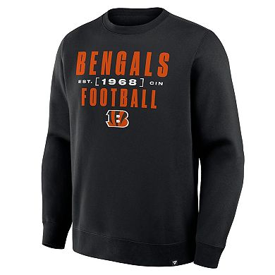 Men's Fanatics Black Cincinnati Bengals Powerful Throw Legacy Pullover Sweatshirt