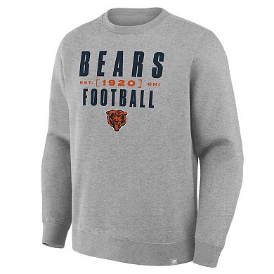 Men's Fanatics Heather Gray Chicago Bears Powerful Throw Legacy Pullover Sweatshirt