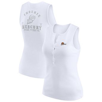 Women's WEAR by Erin Andrews White Phoenix Mercury Rib-Knit Henley Tank Top