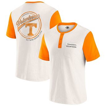 Men's Darius Rucker Collection by Fanatics Cream/Tennessee Orange Tennessee Volunteers Henley Color Block Slub T-Shirt