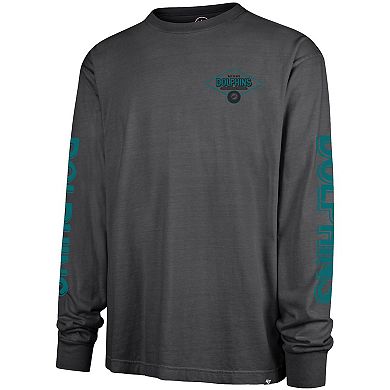 Men's '47 Black Miami Dolphins Cairn Ravine Foundation Throwback Long Sleeve T-Shirt