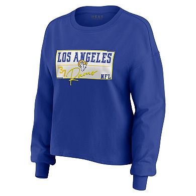 Women's WEAR by Erin Andrews Royal Los Angeles Rams Heavy Rugby Jersey Long Sleeve T-Shirt & Shorts Lounge Set