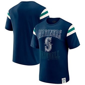 Men's Darius Rucker Collection by Fanatics Navy Seattle Mariners Distressed Sleeve Stripe T-Shirt
