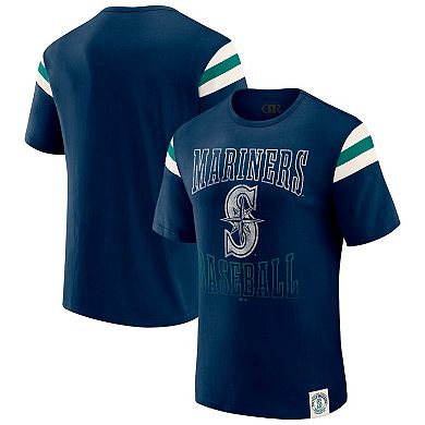 Men's Darius Rucker Collection by Fanatics Navy Seattle Mariners Distressed Sleeve Stripe T-Shirt