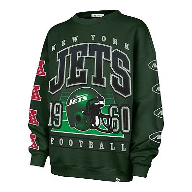 Women's '47 Green New York Jets Go Big Oversized Pullover Sweatshirt