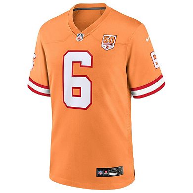Men's Nike Baker Mayfield Creamsicle Tampa Bay Buccaneers 50th Season Game Jersey