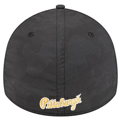 Men's New Era Black Pittsburgh Pirates Tonal Camo 39THIRTY Flex Hat