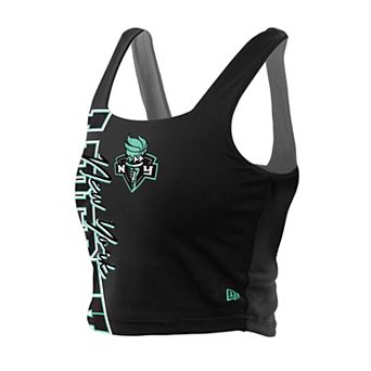 Women's New Era Black/Gray New York Liberty Reversible Cropped Sport Classics Tank Top