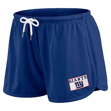 Women's WEAR by Erin Andrews Royal New York Giants Heavy Rugby Jersey Long Sleeve T-Shirt & Shorts Lounge Set