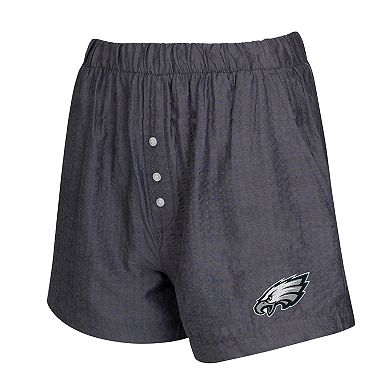 Women's Concepts Sport Black Philadelphia Eagles Two-Pack Stripes and Solids Boxer Shorts Set