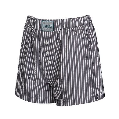 Women's Concepts Sport Black Philadelphia Eagles Two-Pack Stripes and Solids Boxer Shorts Set