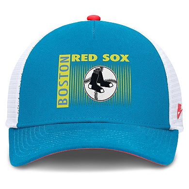 Men's Nike Teal Boston Red Sox Neon 90s Rise Structured Performance Adjustable Trucker Hat