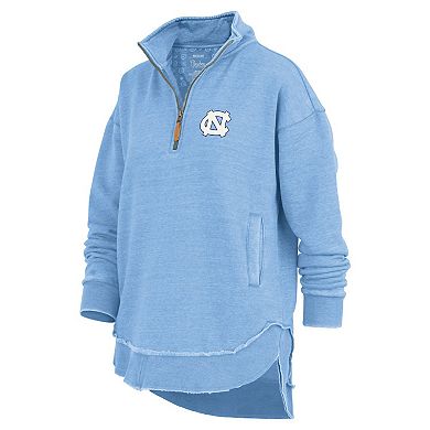 Women's Pressbox Light Blue North Carolina Tar Heels Northfork Sojourn Poncho Quarter-Zip Sweatshirt