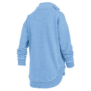 Women's Pressbox Light Blue North Carolina Tar Heels Northfork Sojourn Poncho Quarter-Zip Sweatshirt