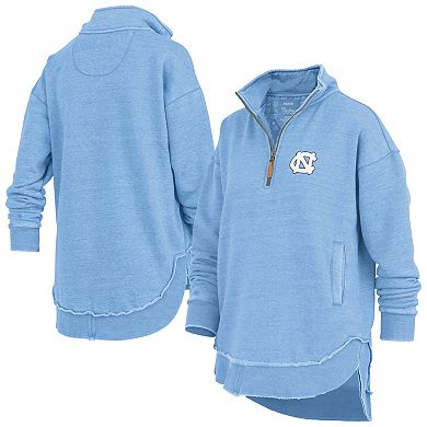 Women's Pressbox Light Blue North Carolina Tar Heels Northfork Sojourn Poncho Quarter-Zip Sweatshirt