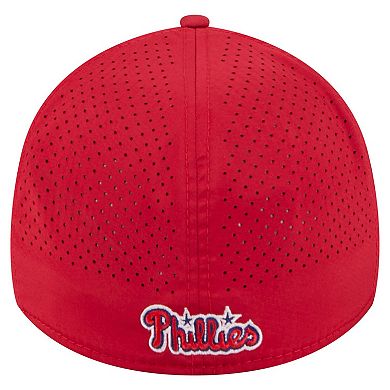 Men's New Era Red Philadelphia Phillies 39THIRTY A-Frame Perforated Flex Hat