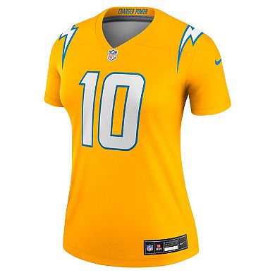 Women's Nike Justin Herbert Gold Los Angeles Chargers Alternate Charger Power Legend Player Performance Top