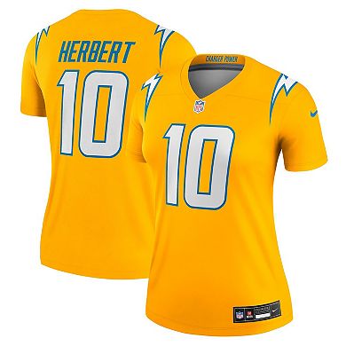 Women's Nike Justin Herbert Gold Los Angeles Chargers Alternate Charger Power Legend Player Performance Top