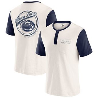 Men's Darius Rucker Collection by Fanatics Cream/Navy Penn State Nittany Lions Henley Color Block Slub T-Shirt